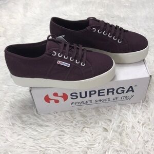 NIB Superga Red Dark Wine Platform Sneakers